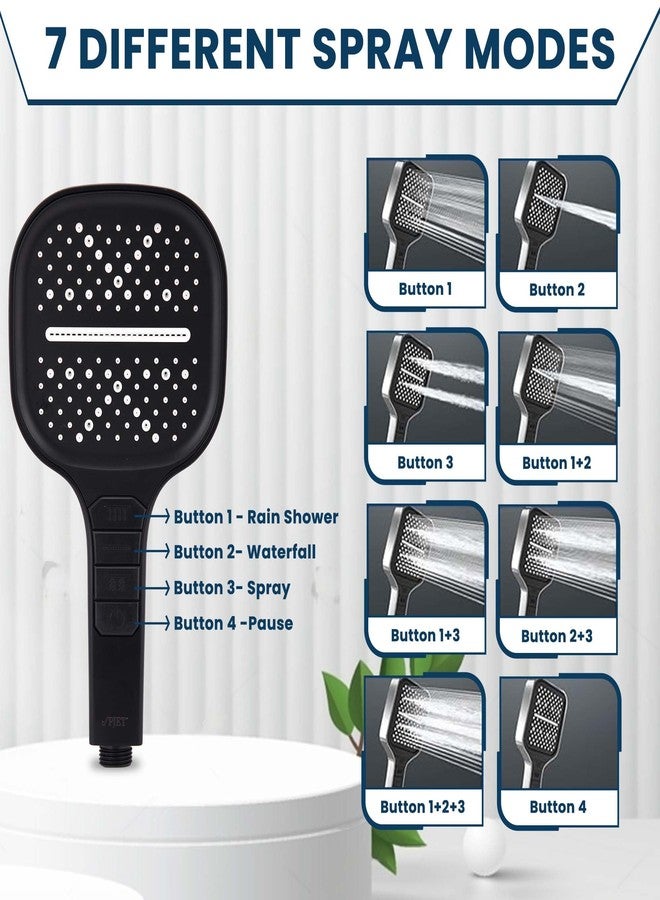 PJET Hand Shower for Bath | Multifunctional 7 Mode Bathroom Shower | Durable Silicon Handheld Shower Head | Easy Mode Switching | Portable Hand Shower for Bathroom (Black Color) - Image 3